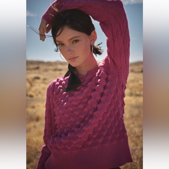 37 Chic Soft Two Tone Textured Sweater Top - Picture 2 of 7